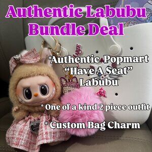 Labubu Bundle Deal - Authentic BOXED Popmart Labubu, 2 piece outfit with a Charm